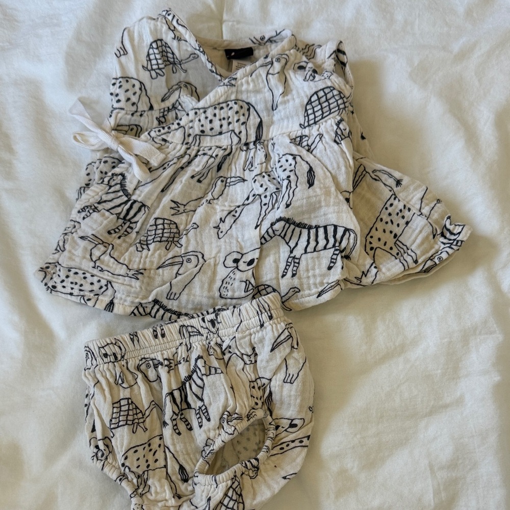 Tea Collection Black and White Animal Print Diaper Cover Set